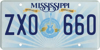 MS license plate ZXO660