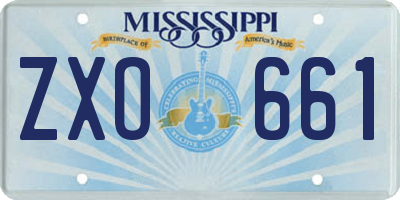 MS license plate ZXO661