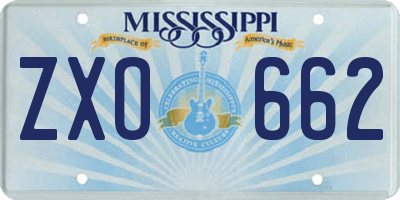 MS license plate ZXO662