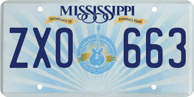 MS license plate ZXO663