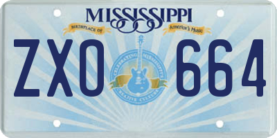 MS license plate ZXO664