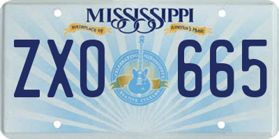 MS license plate ZXO665