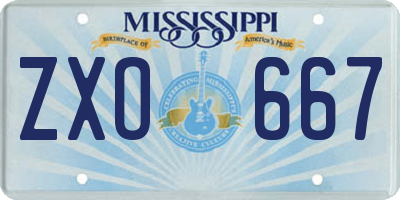 MS license plate ZXO667