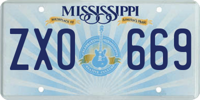 MS license plate ZXO669