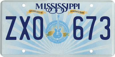 MS license plate ZXO673