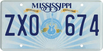 MS license plate ZXO674