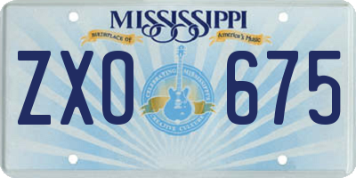 MS license plate ZXO675