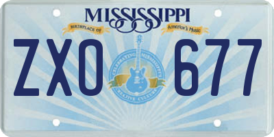 MS license plate ZXO677