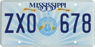 MS license plate ZXO678