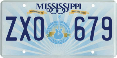 MS license plate ZXO679