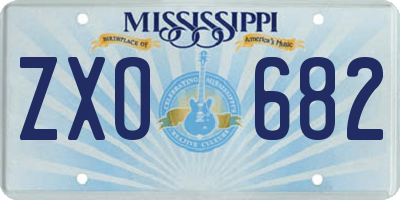 MS license plate ZXO682