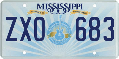 MS license plate ZXO683