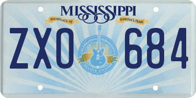 MS license plate ZXO684
