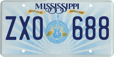 MS license plate ZXO688