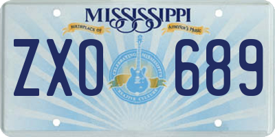 MS license plate ZXO689