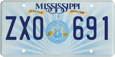 MS license plate ZXO691