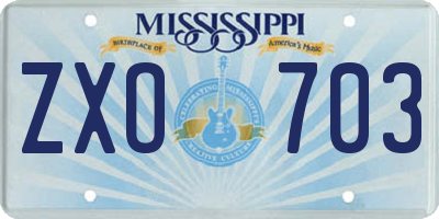 MS license plate ZXO703