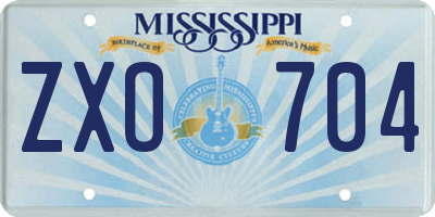 MS license plate ZXO704