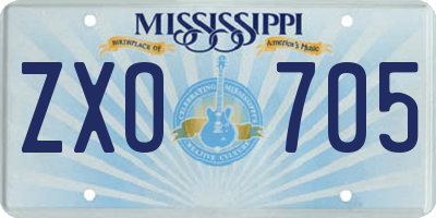 MS license plate ZXO705