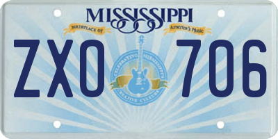 MS license plate ZXO706