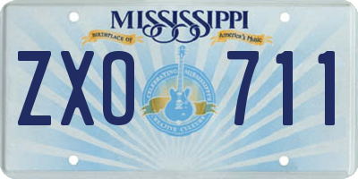 MS license plate ZXO711