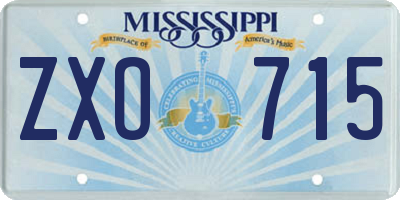 MS license plate ZXO715