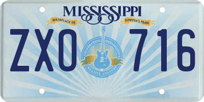 MS license plate ZXO716