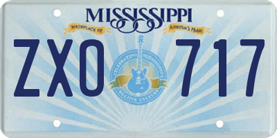 MS license plate ZXO717