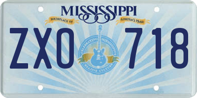 MS license plate ZXO718