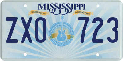 MS license plate ZXO723