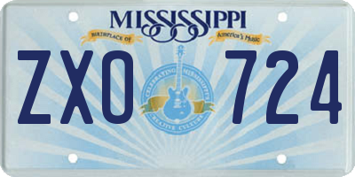 MS license plate ZXO724