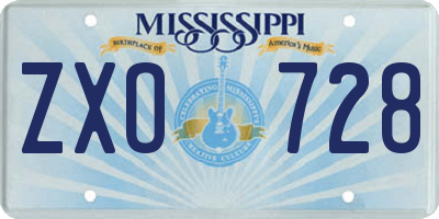 MS license plate ZXO728