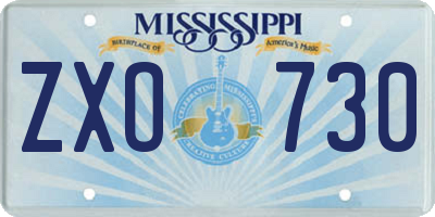 MS license plate ZXO730