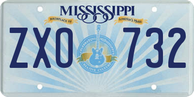MS license plate ZXO732