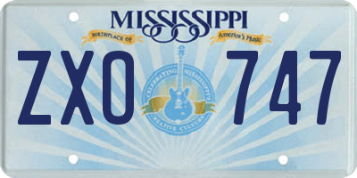 MS license plate ZXO747