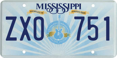 MS license plate ZXO751