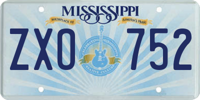 MS license plate ZXO752