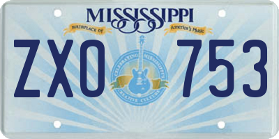 MS license plate ZXO753