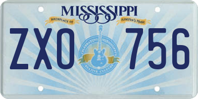 MS license plate ZXO756