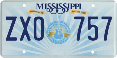 MS license plate ZXO757