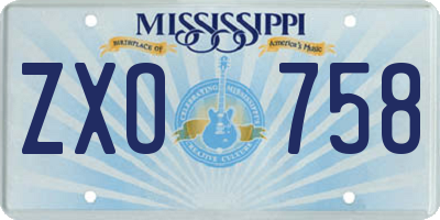 MS license plate ZXO758
