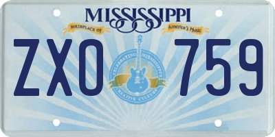 MS license plate ZXO759