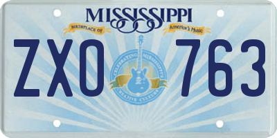 MS license plate ZXO763