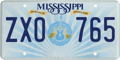 MS license plate ZXO765
