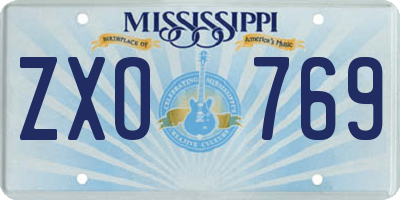 MS license plate ZXO769