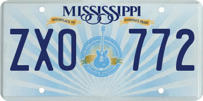 MS license plate ZXO772