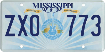 MS license plate ZXO773