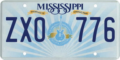 MS license plate ZXO776