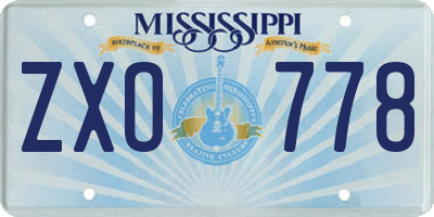 MS license plate ZXO778