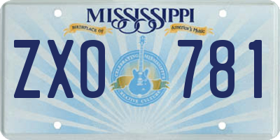 MS license plate ZXO781
